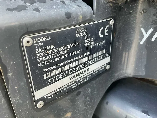 2016 yanmar vio33-u minigraafmachine - afbeelding 21 van  28