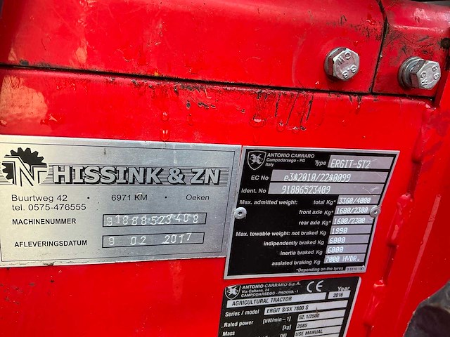 2017 antonio carraro sx 7800 ergit-st2 overige tractor - afbeelding 50 van  56