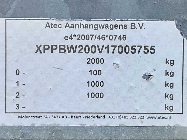 2017 atec eb2 2-1 dubbelas aanhangwagen - afbeelding 14 van  21