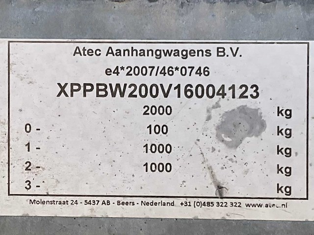 2017 atec eb2 2-1 dubbelas aanhangwagen - afbeelding 14 van  21