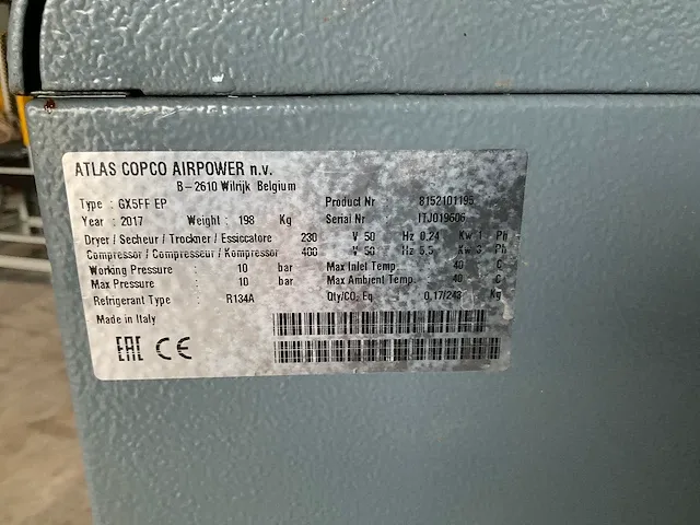 2017 atlas copco gxf 55 ep schroefcompressor - afbeelding 2 van  10