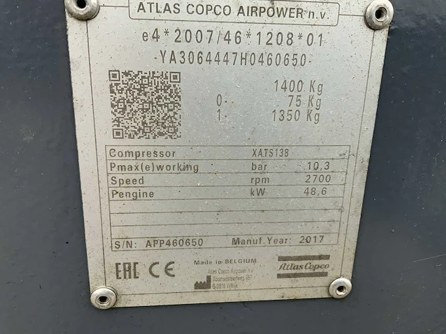 2017 atlas copco xats 138 compressor aanhangwagen - afbeelding 4 van  15