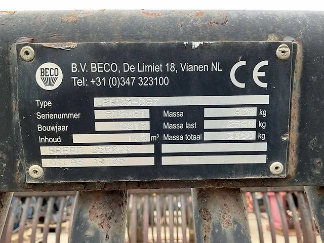 2017 beco lpr50-087 puinbak - afbeelding 5 van  5