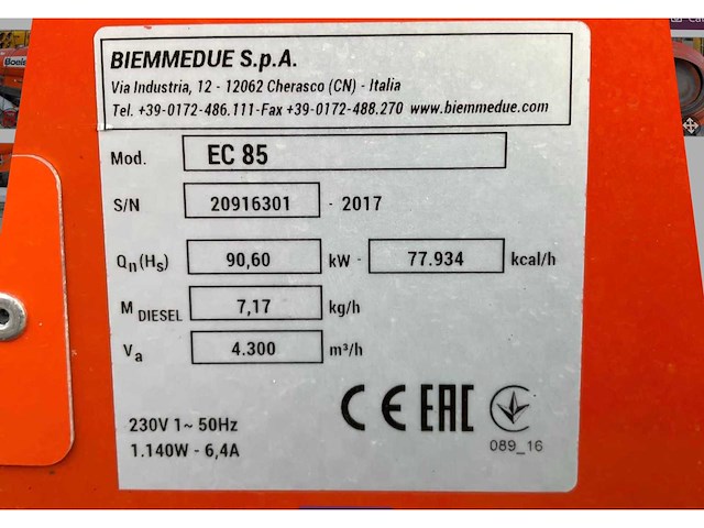 2017 biemmedue ec 85 diesel heater - afbeelding 9 van  9