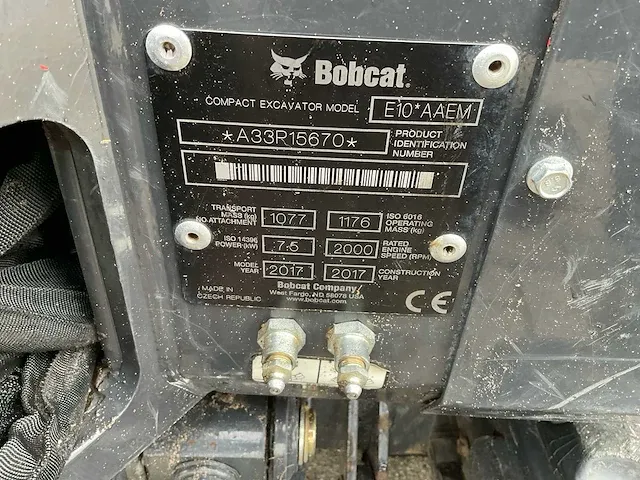 2017 bobcat e10 minigraafmachine - afbeelding 18 van  20