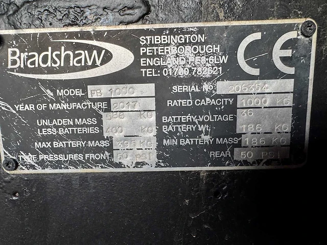 2017 bradshaw fb 1000 - industriële trekker - afbeelding 2 van  10