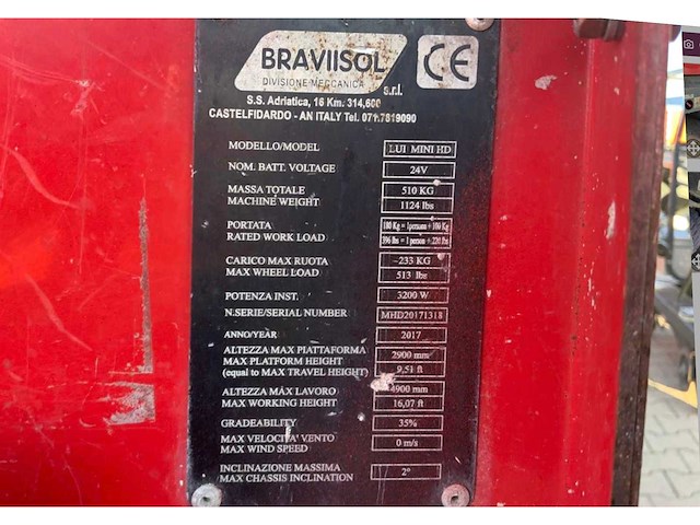 2017 braviisol leonardo lui mini hd hoogwerker / personenlift - afbeelding 3 van  11