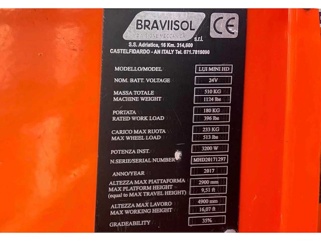 2017 braviisol leonardo lui mini hd hoogwerker / personenlift - afbeelding 4 van  12