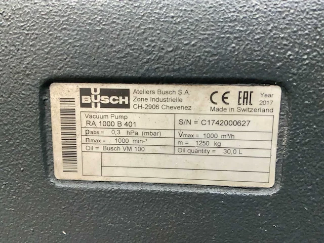 2017 busch ra 1000 b 401 vacuümpomp - afbeelding 6 van  6