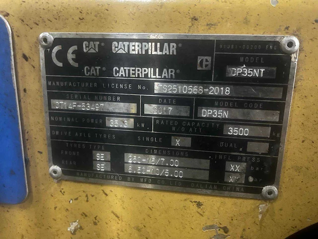 2017 caterpillar dp35nt vorkheftruck - afbeelding 11 van  19