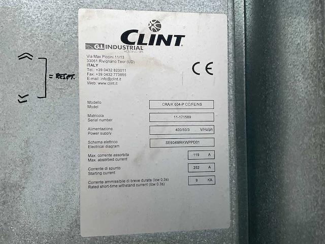 2017 clint cra/k 604-p luchtbehandelingsinstallatie - afbeelding 11 van  21