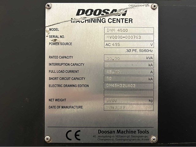 2017 doosan dnm 4500 cnc universeel machinecentrum - afbeelding 14 van  21