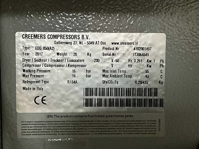2017 ecs 827/500 cd yd zuigercompressor - afbeelding 8 van  16