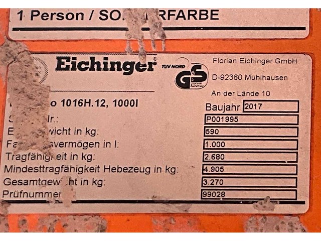 2017 eichinger 1016h.12 betonkubel - afbeelding 4 van  13