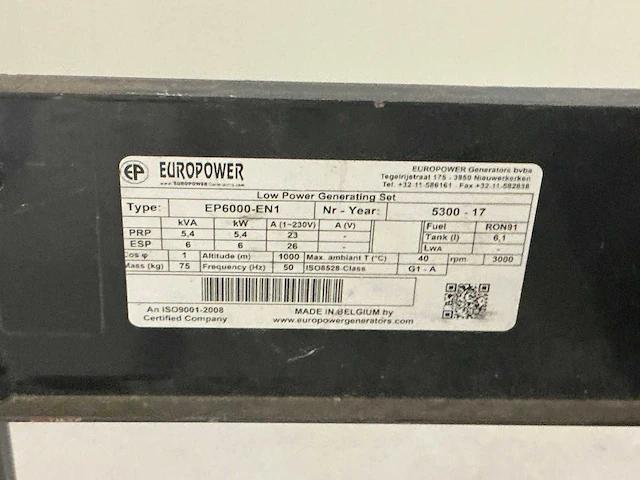 2017 europower ep6000-en1 noodstroomaggregaat - afbeelding 5 van  6