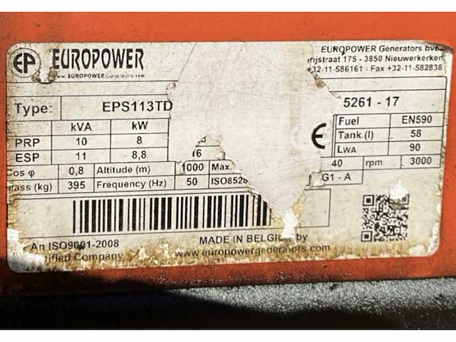 2017 europower generators eps113tde stroom aggregaat - afbeelding 4 van  12