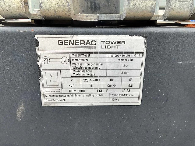 2017 generac light tower hybride stationaire lichtmast - afbeelding 11 van  19