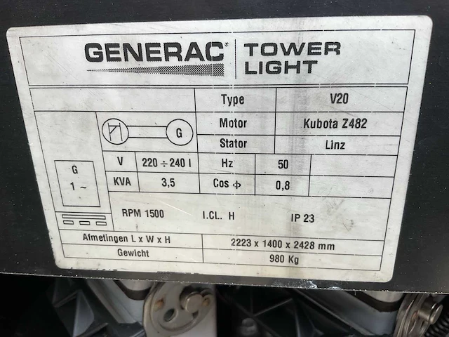2017 generac mobile products vb9 v20 lichtmast aanhangwagen - afbeelding 29 van  31