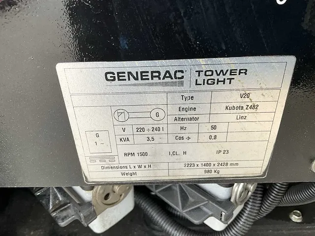 2017 generac tower light v20 mobiele lichtmast - afbeelding 7 van  16