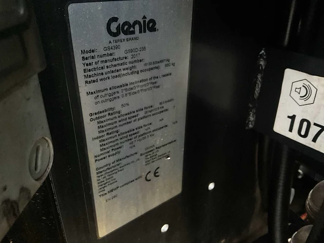 2017 genie gs-4390 hoogwerker - afbeelding 16 van  23