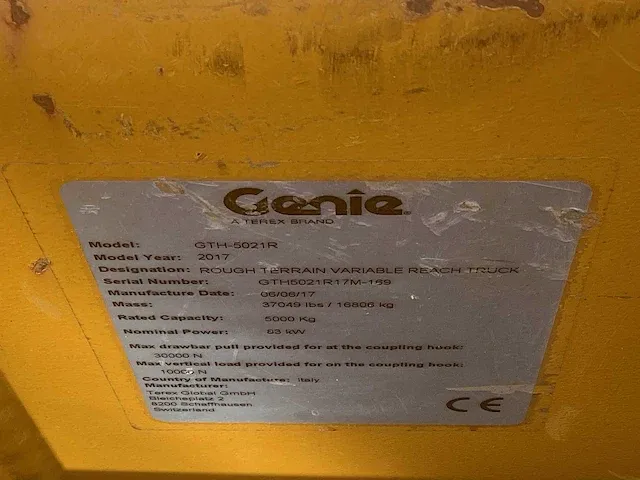 2017 genie gth 5021 r roterende verreiker - afbeelding 38 van  55