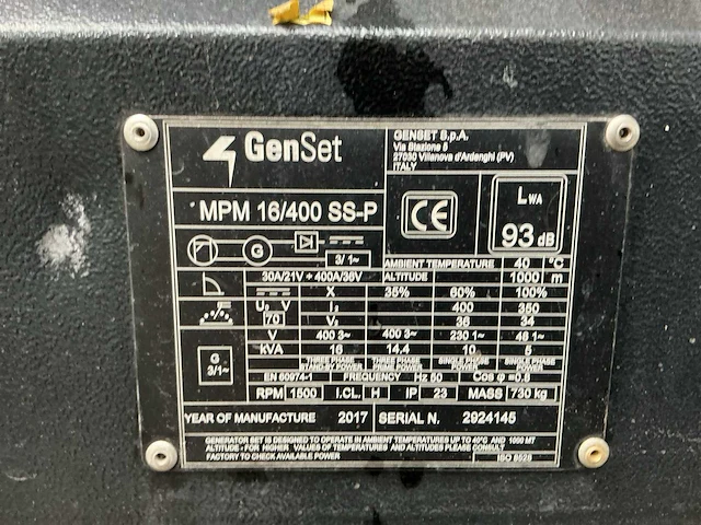 2017 genset 16-400 las dieselgenerator - afbeelding 8 van  16