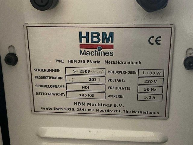2017 hbm 250-f vario bankdraaibank - afbeelding 3 van  14