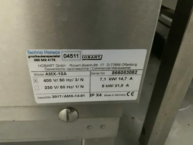 2017 hobart amx10a doorschuifvaatwasser met spoel/werkbank - afbeelding 12 van  12