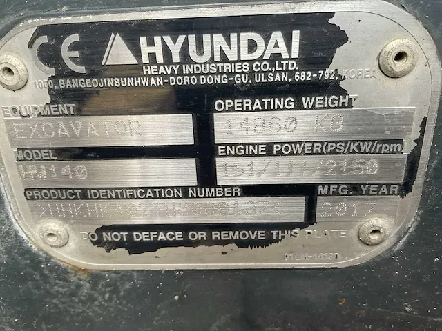2017 hyundai hw140 banden graafmachine - afbeelding 30 van  68