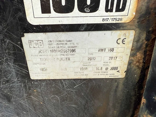 2017 jcb trilwals vmt 160-80 duowals / tandemwals - afbeelding 9 van  9