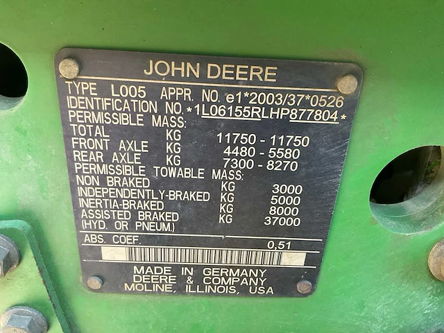 2017 john deere 6155r vierwielaangedreven landbouwtractor - afbeelding 3 van  32