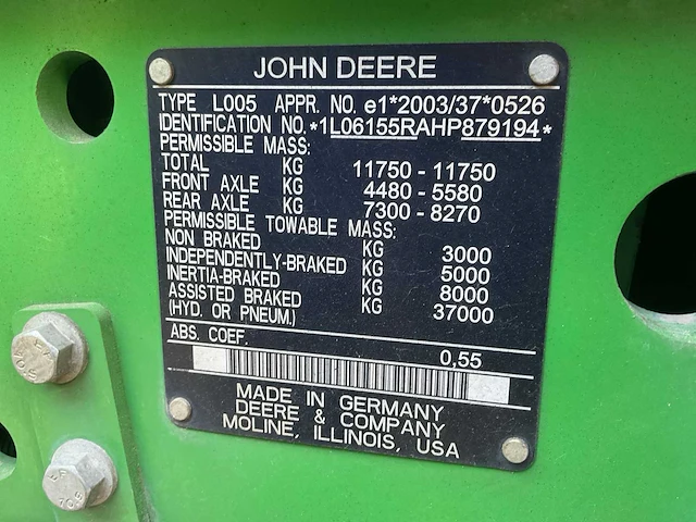 2017 john deere 6155r vierwielaangedreven landbouwtractor - afbeelding 14 van  30