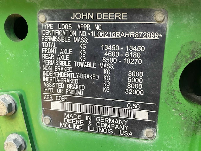 2017 john deere 6215r vierwielaangedreven landbouwtractor - afbeelding 15 van  33