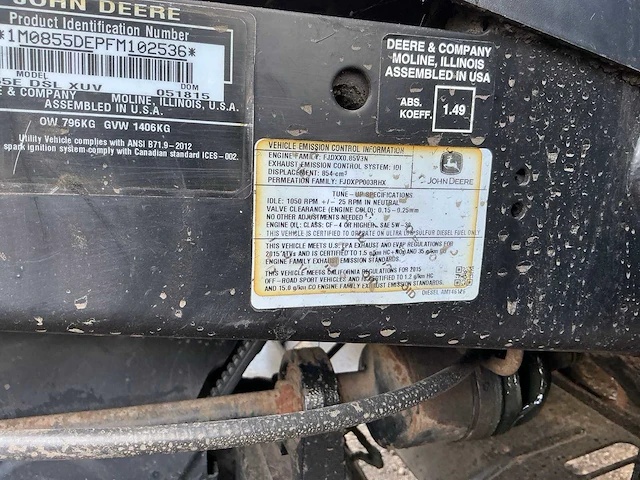 2017 john deere gator 855d atv - afbeelding 33 van  41
