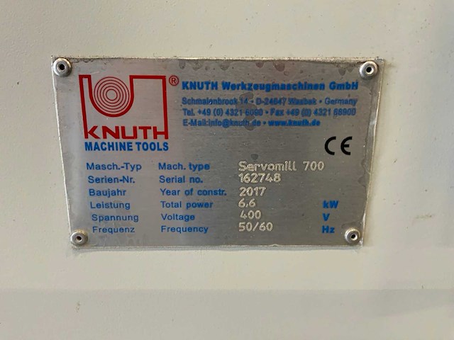 2017 knuth servomill 700 verticale freesmachine - afbeelding 3 van  11