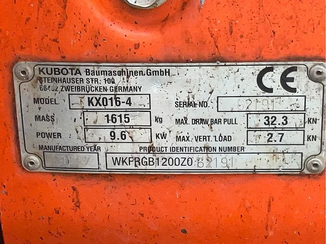 2017 kubota kx016-4 conventionele mini graafmachine - afbeelding 32 van  38