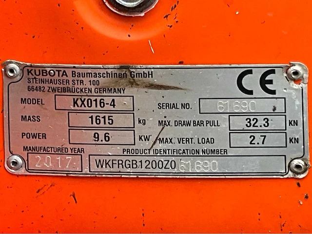 2017 kubota kx016-4g minigraafmachine - afbeelding 42 van  47