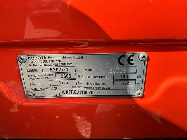 2017 kubota kx027-4 minigraafmachine - afbeelding 26 van  33
