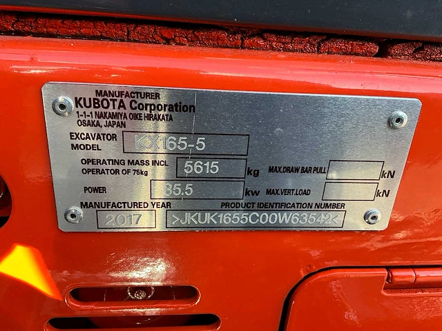2017 kubota kx165-5 midigraafmachine - afbeelding 24 van  30