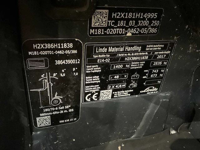 2017 linde e14-02 vorkheftruck - afbeelding 7 van  15