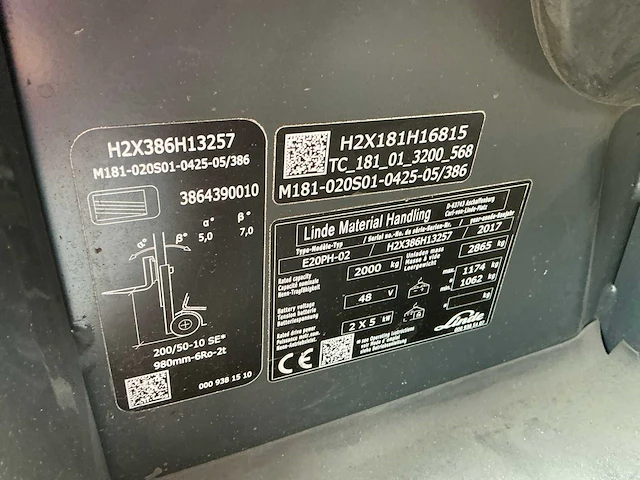 2017 linde. e20ph-02 vorkheftruck - afbeelding 5 van  13