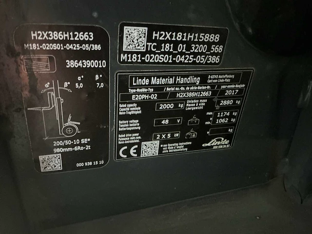 2017 linde e20ph-02 vorkheftruck - afbeelding 5 van  13