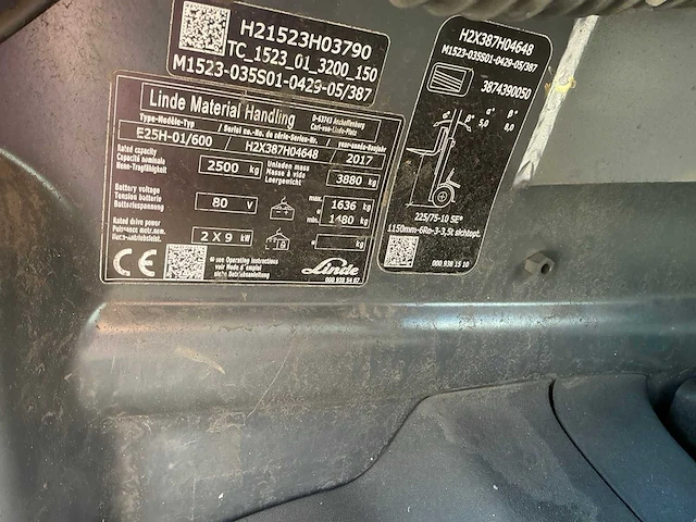 2017 linde e25ph-01/600 vorkheftruck - afbeelding 7 van  15