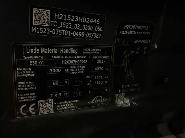 2017 linde e30hl 3000kg vorkheftruck bomvol met opties - afbeelding 15 van  22