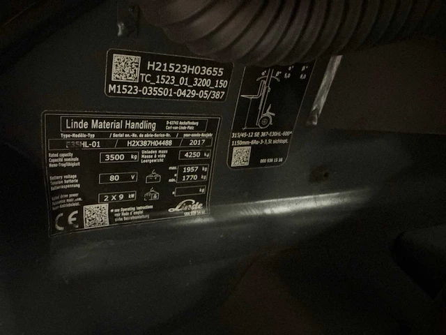 2017 linde e35 vorkheftruck - afbeelding 7 van  15
