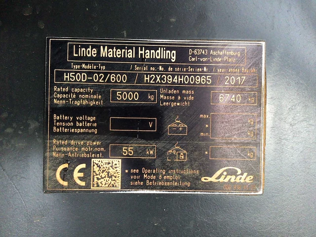 2017 linde h50d/600 vorkheftruck - afbeelding 7 van  15
