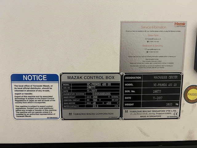 2017 mazak vc-primos 400sg cnc bewerkingscentrum - afbeelding 16 van  24