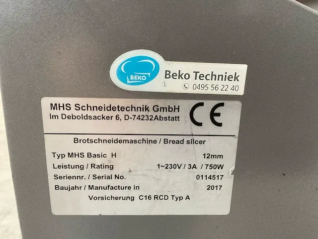 2017 mhs basic h broodsnijmachine - afbeelding 9 van  9