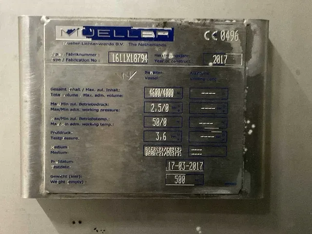 2017 mueller enkelwandige 40hl lager druktank - afbeelding 2 van  10