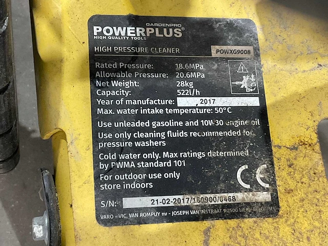 2017 powerplus powxg9008 hogedrukreiniger - afbeelding 9 van  9